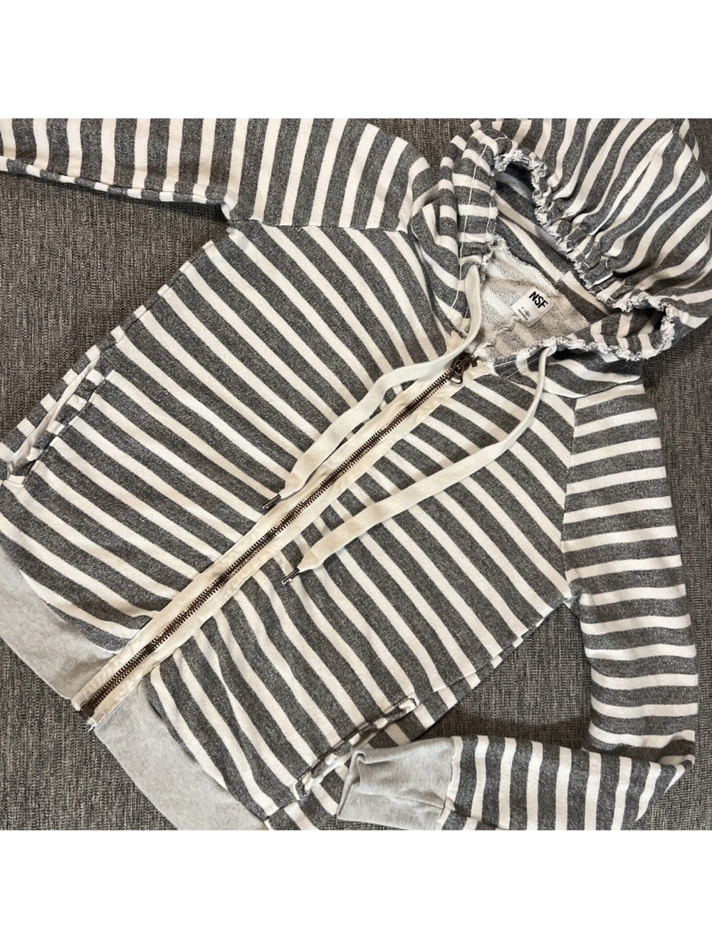 NSF Chada Gray Striped Hoodie Sz Medium